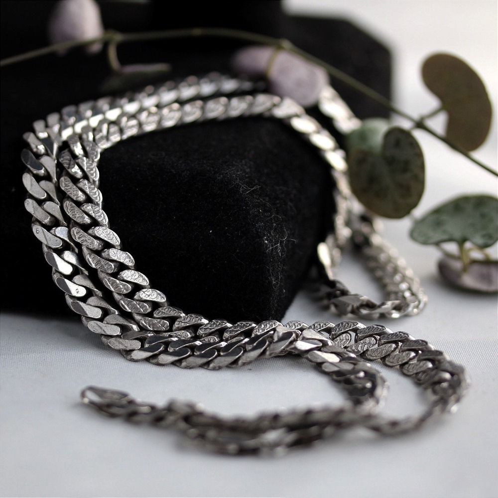 VTG HEAVY Sterling Silver 925 Italy Curb Link Chain Necklace 21 Inch 51g 6mm